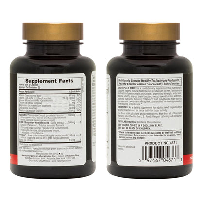 NaturesPlus T-Male – Gluten Free 2-Pack (60 Veg Capsules) with Ginseng & Rhodiola