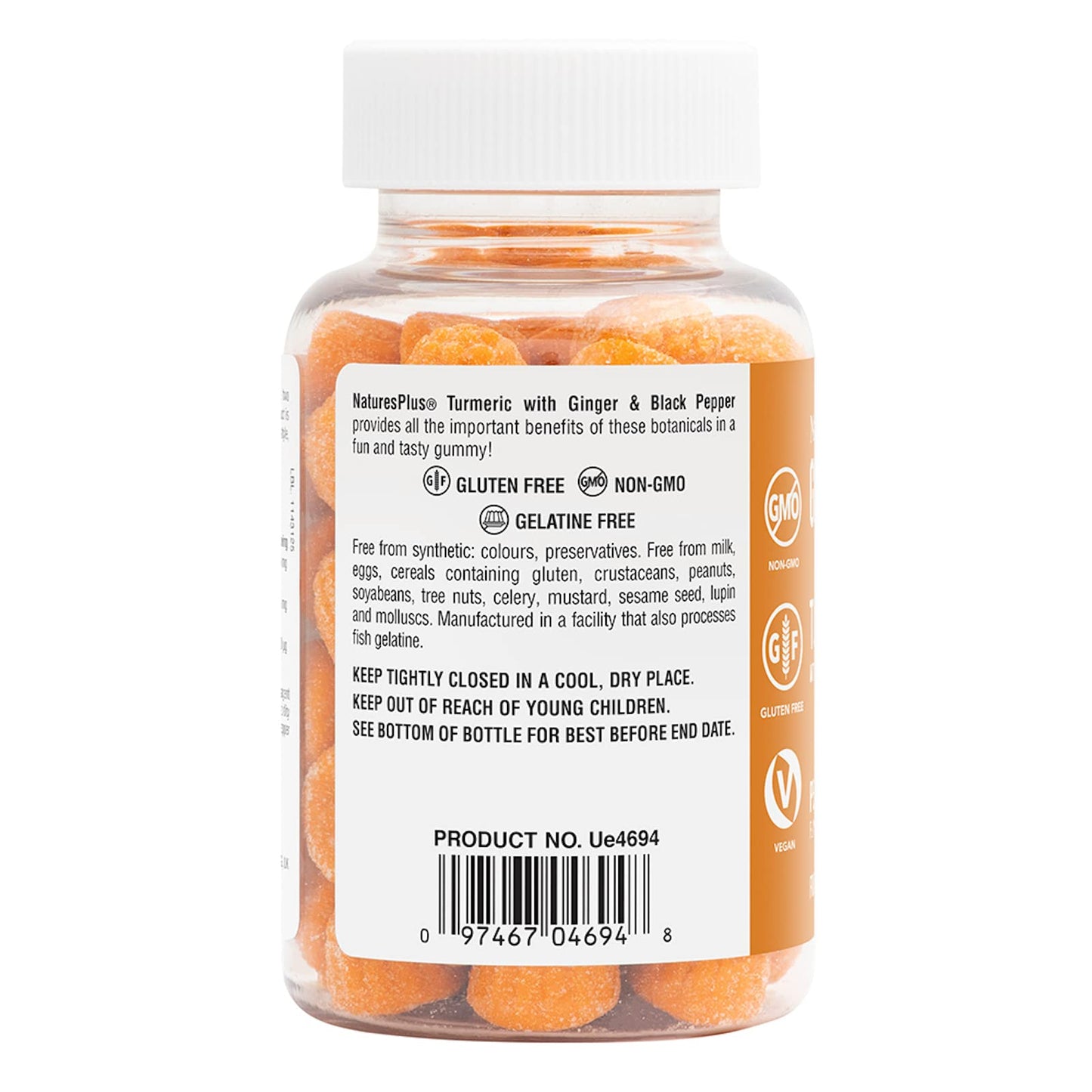 NaturesPlus Turmeric Curcumin Gummies – Peach (60 Gummies) | Joint, Digestive & Cardiovascular Support | Vegan, Gluten Free, Non-GMO | 30 Servings