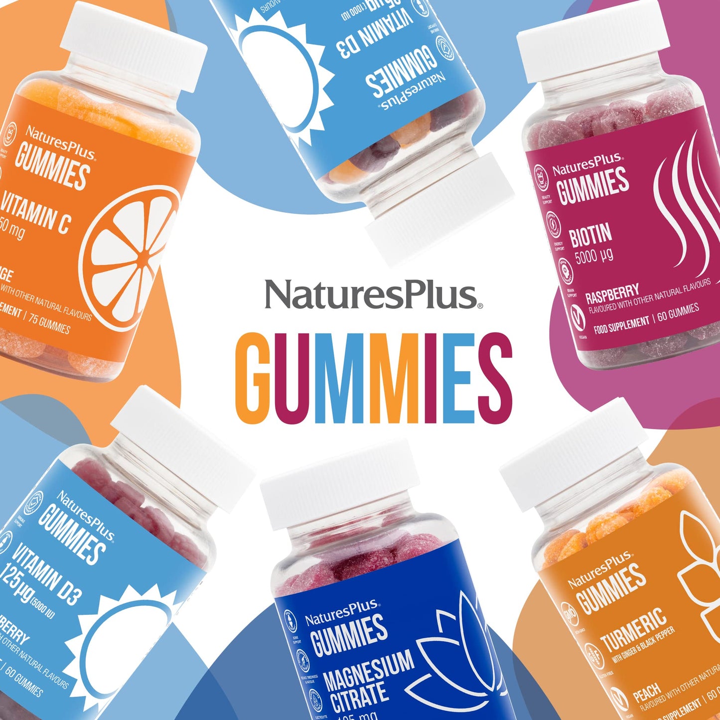 NaturesPlus Turmeric Curcumin Gummies – Peach (60 Gummies) | Joint, Digestive & Cardiovascular Support | Vegan, Gluten Free, Non-GMO | 30 Servings