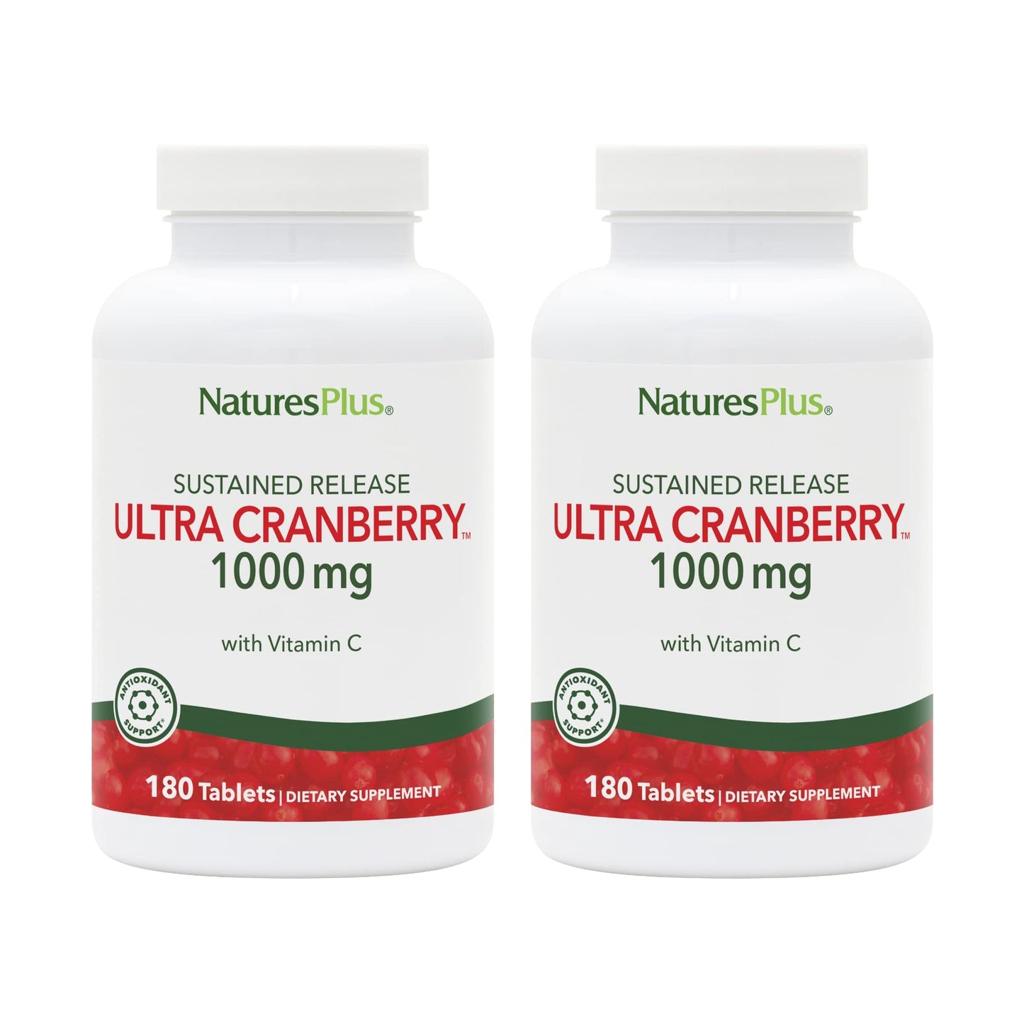 NaturesPlus Ultra Cranberry 1000-180 Sustained Release Tablets – Pack of 2, 180 Servings, Supports a Healthy Urinary Tract