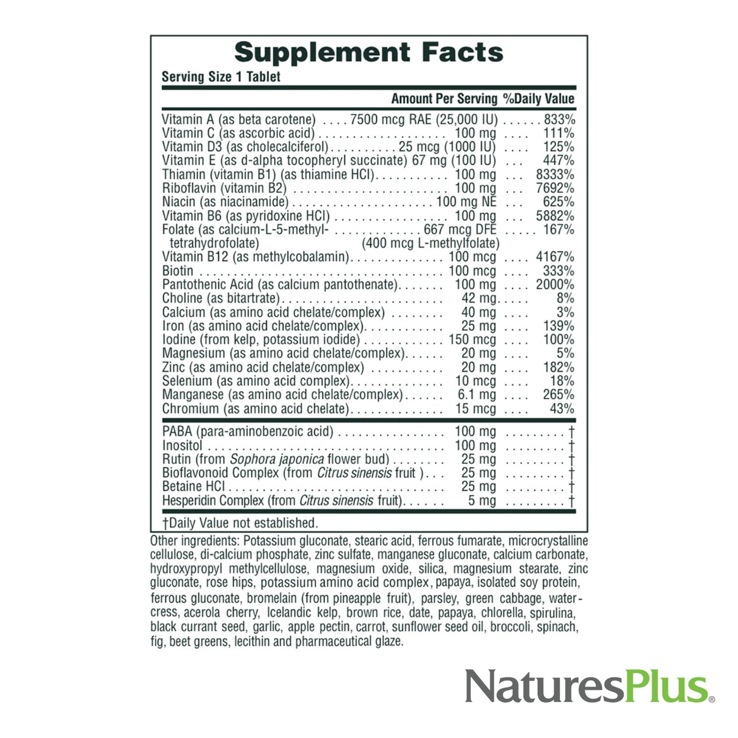 NaturesPlus Ultra II Daily Multivitamin with Whole Foods – 90 Tablets, Sustained Release