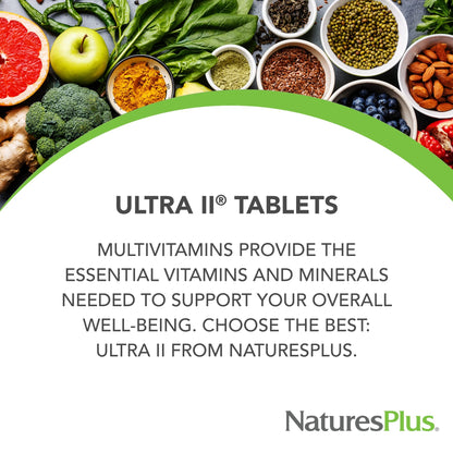 NaturesPlus Ultra II Daily Multivitamin with Whole Foods – 90 Tablets, Sustained Release