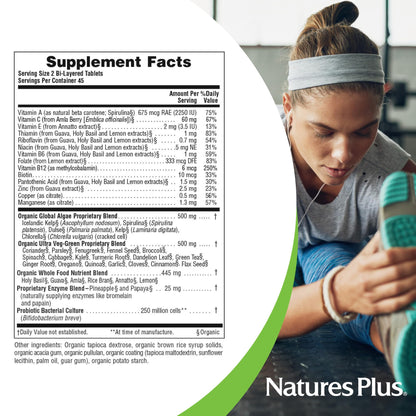 NaturesPlus Ultra Juice Green - 90 Bi-Layered Tablets Pack of 2 for Immune Health, Digestion & Energy Production | Organic, Non-GMO, Vegan, Gluten Free