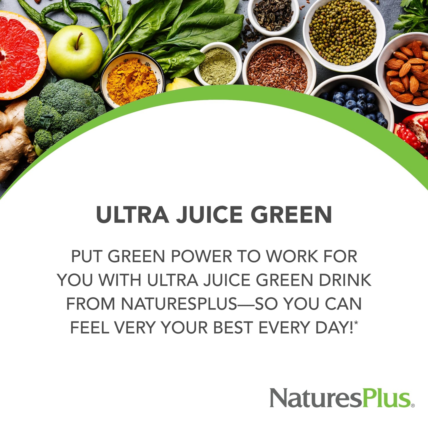 NaturesPlus Ultra Juice Green Powder – Organic Greens, 60 Servings