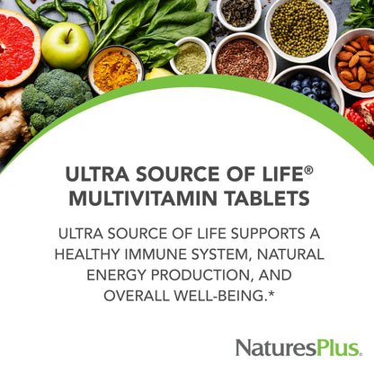 NaturesPlus Ultra Source of Life Multivitamin – 180 Tablets | Immune Support, Energy & Well-Being