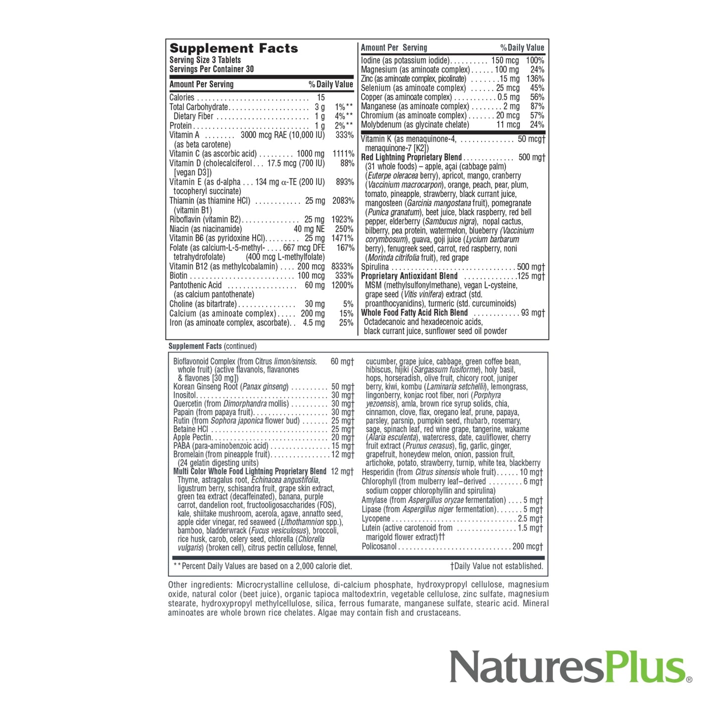 NaturesPlus Source of Life Green & Red Multivitamin – 90 Tablets