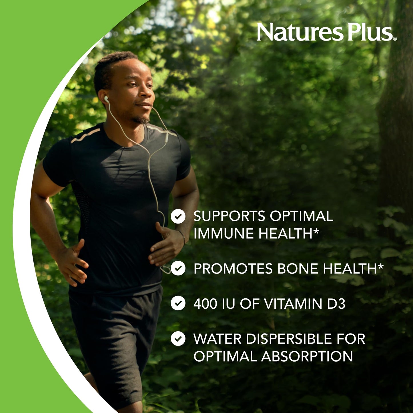 NaturesPlus Vitamin D3 400 IU - 90 Vegetarian Tablets | Bone, Heart & Immune Support