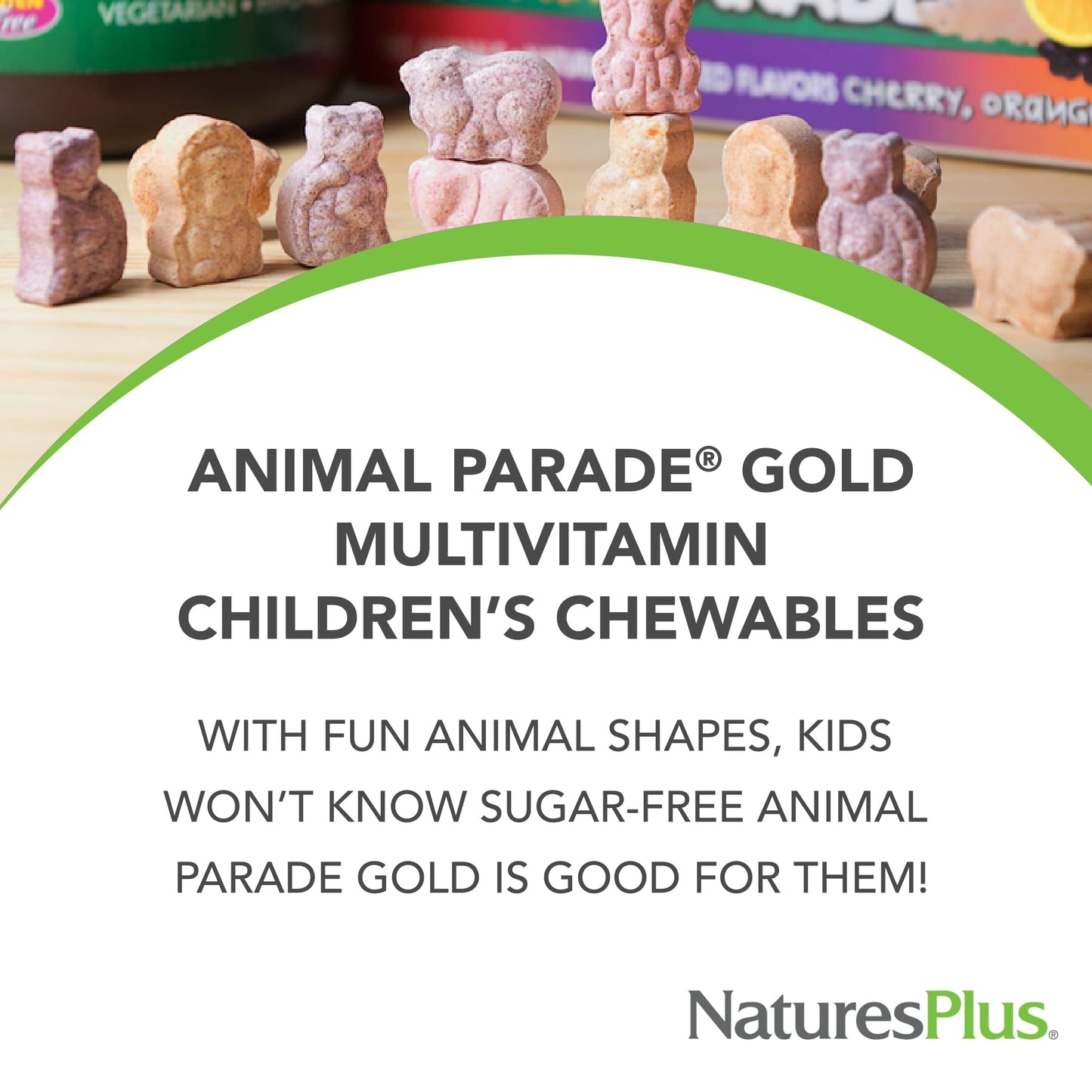 NaturesPlus Animal Parade Gold Kids Multivitamin – Cherry Flavor (Pack of 2, 120 Servings)