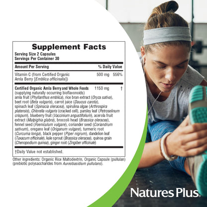 NaturesPlus Source of Life Garden Vitamin C - 60 Vegan Capsules (Pack of 2) | Immune Support | Organic, Non-GMO, Gluten Free
