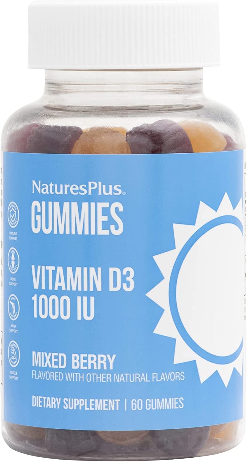 NaturesPlus Vitamin D3 1000 IU Gummies – 60 Gummies, Mixed Berry | Vegan, Gluten Free