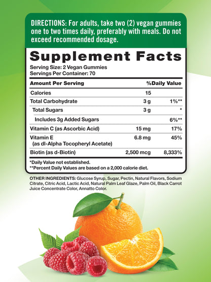 Nature's Truth Hair Skin Nails Gummies - 80 Count, 2500mcg Biotin | Vegan