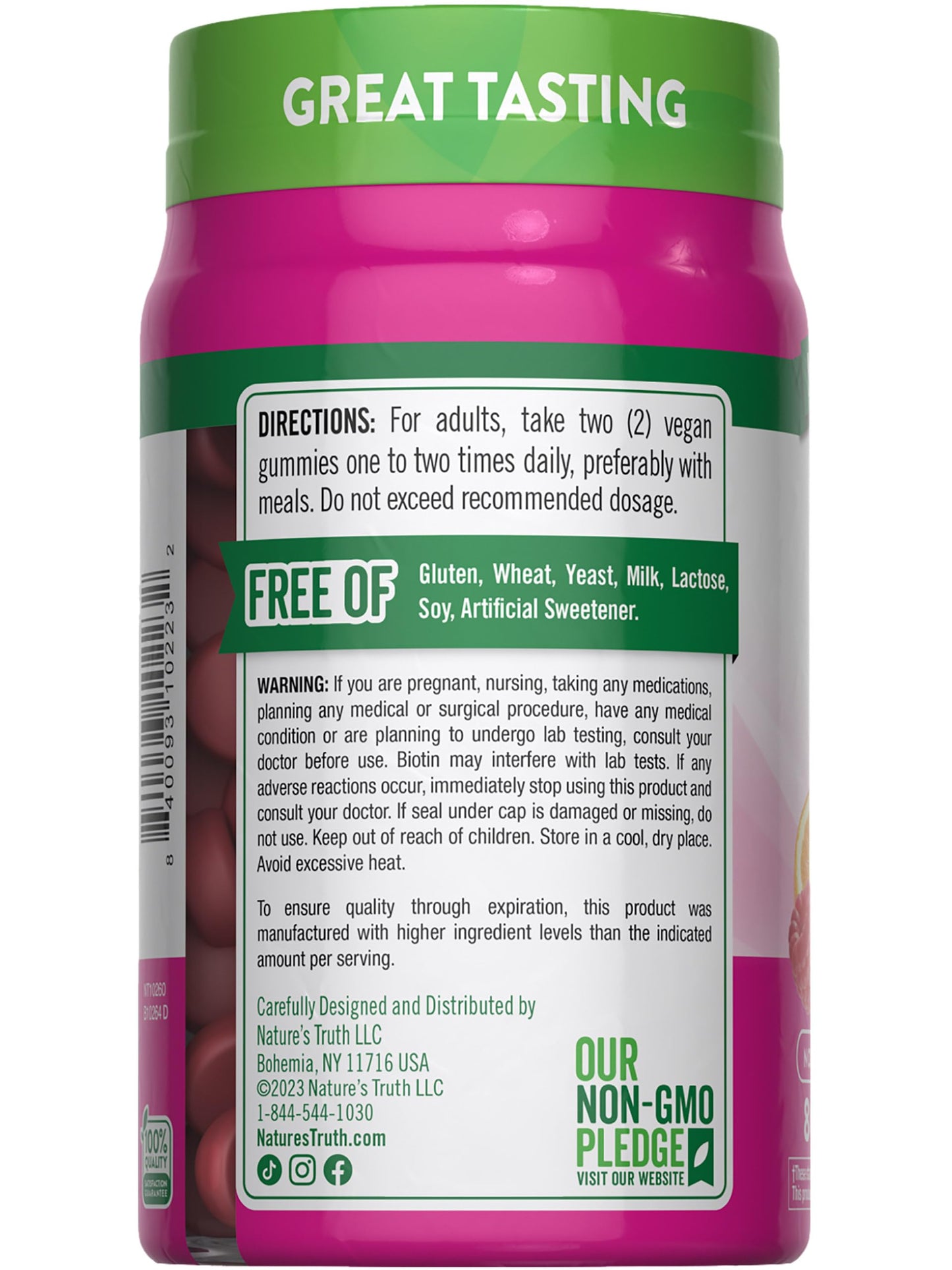 Nature's Truth Hair Skin Nails Gummies - 80 Count, 2500mcg Biotin | Vegan