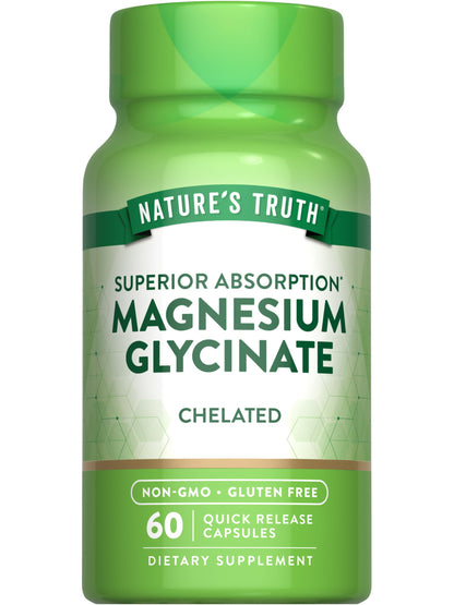 Nature's Truth Magnesium Glycinate 200mg – 60 Count | Non-GMO, Gluten Free