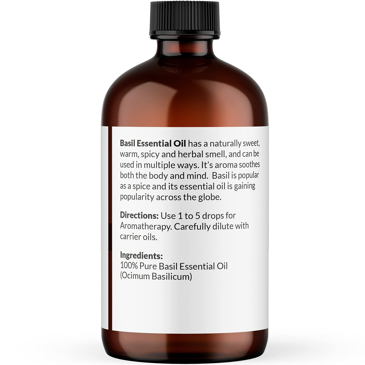 NaturoBliss 100% Pure Basil Essential Oil – Therapeutic Grade, 4 fl oz | Glass Dropper