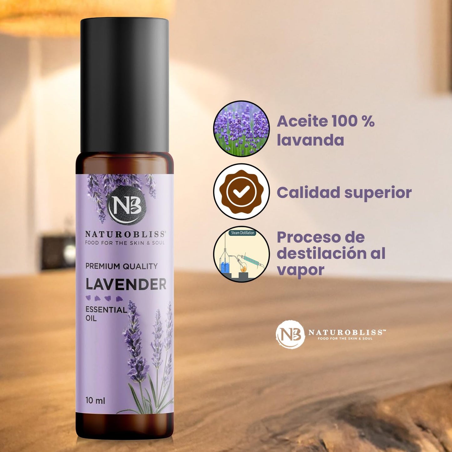 NaturoBliss Lavender Essential Oil Roll-On 10 ml – 100% Pure & Soothing