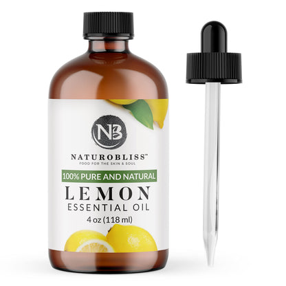 NaturoBliss 100% Pure Lemon Essential Oil – Therapeutic Grade, 4 oz with Glass Dropper