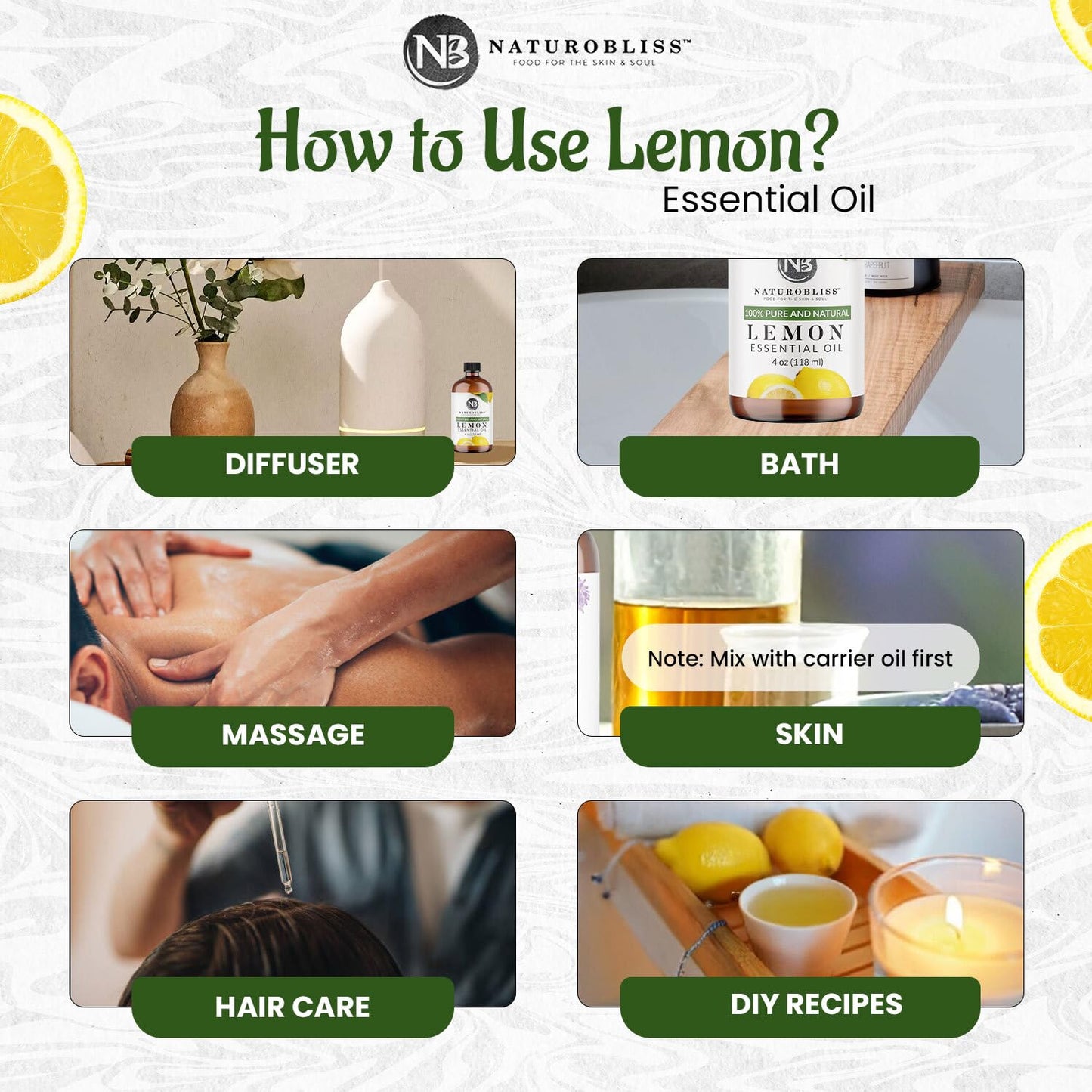NaturoBliss 100% Pure Lemon Essential Oil – Therapeutic Grade, 4 oz with Glass Dropper