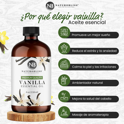 NaturoBliss Vanilla Essential Oil (4oz) – Premium Quality, 100% Pure