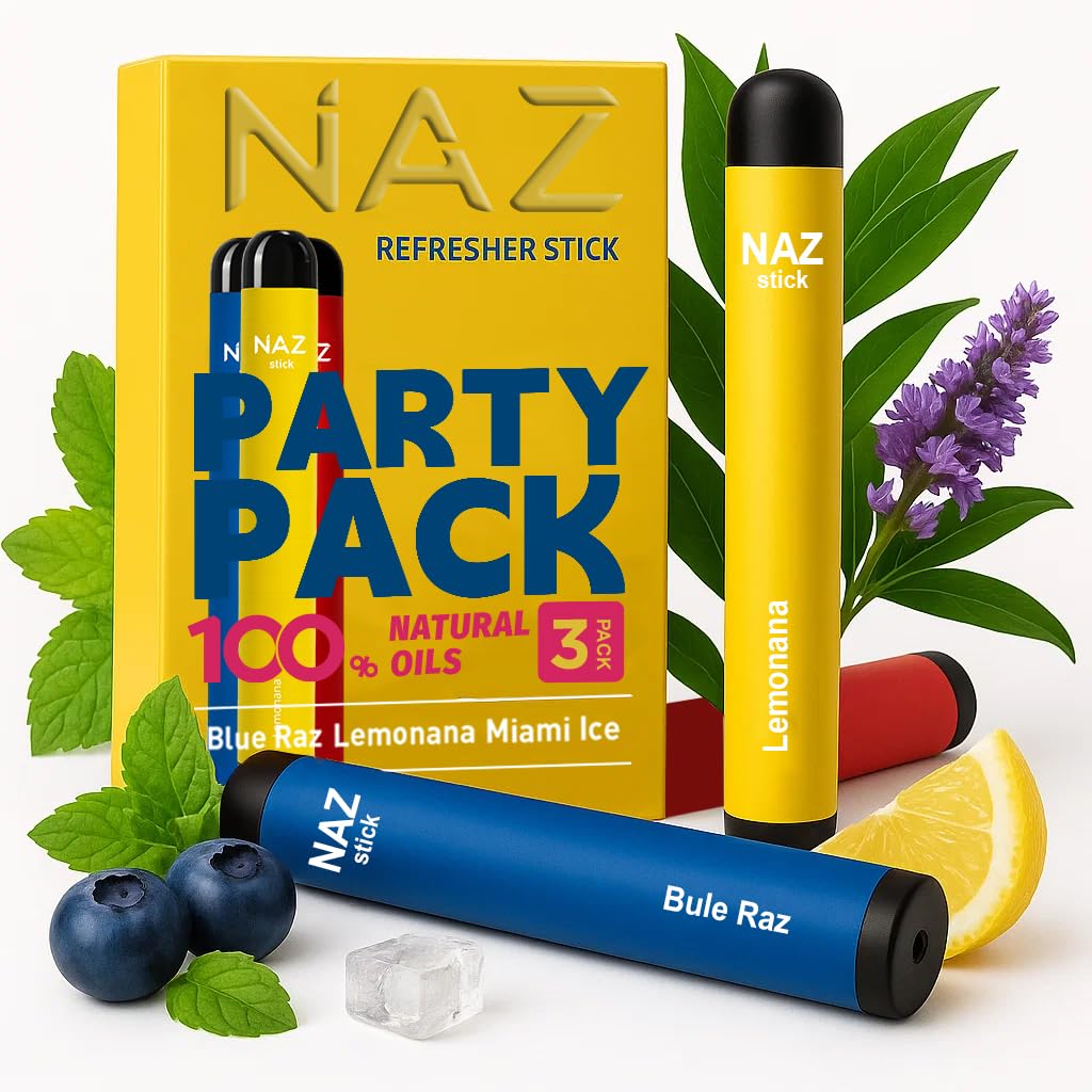 Naz Menthol Herbal Nasal Stick – Electric Inhaler, Spearmint & Eucalyptus (3-Pack)