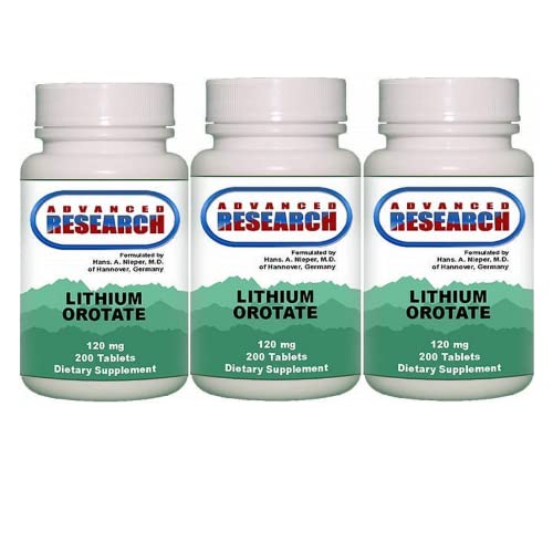 NCI Advanced Research Dr. Hans Nieper Lithium Orotate Tablets 120 mg – 3-Pack (200 Count Each)
