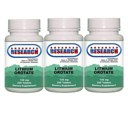 NCI Advanced Research Dr. Hans Nieper Lithium Orotate Tablets 120 mg – 3-Pack (200 Count Each)