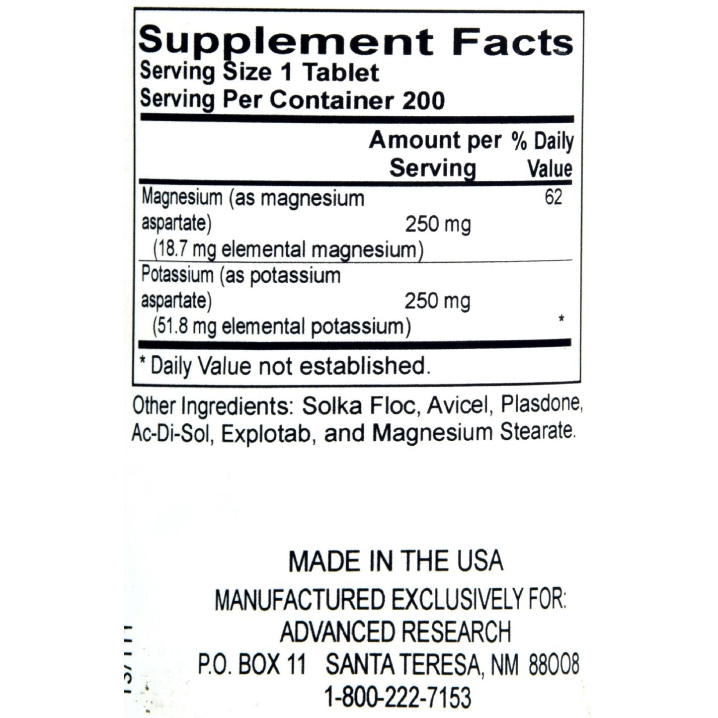 NCI Advanced Research K Mg Capsules - 200 Count | Dr. Hans Nieper
