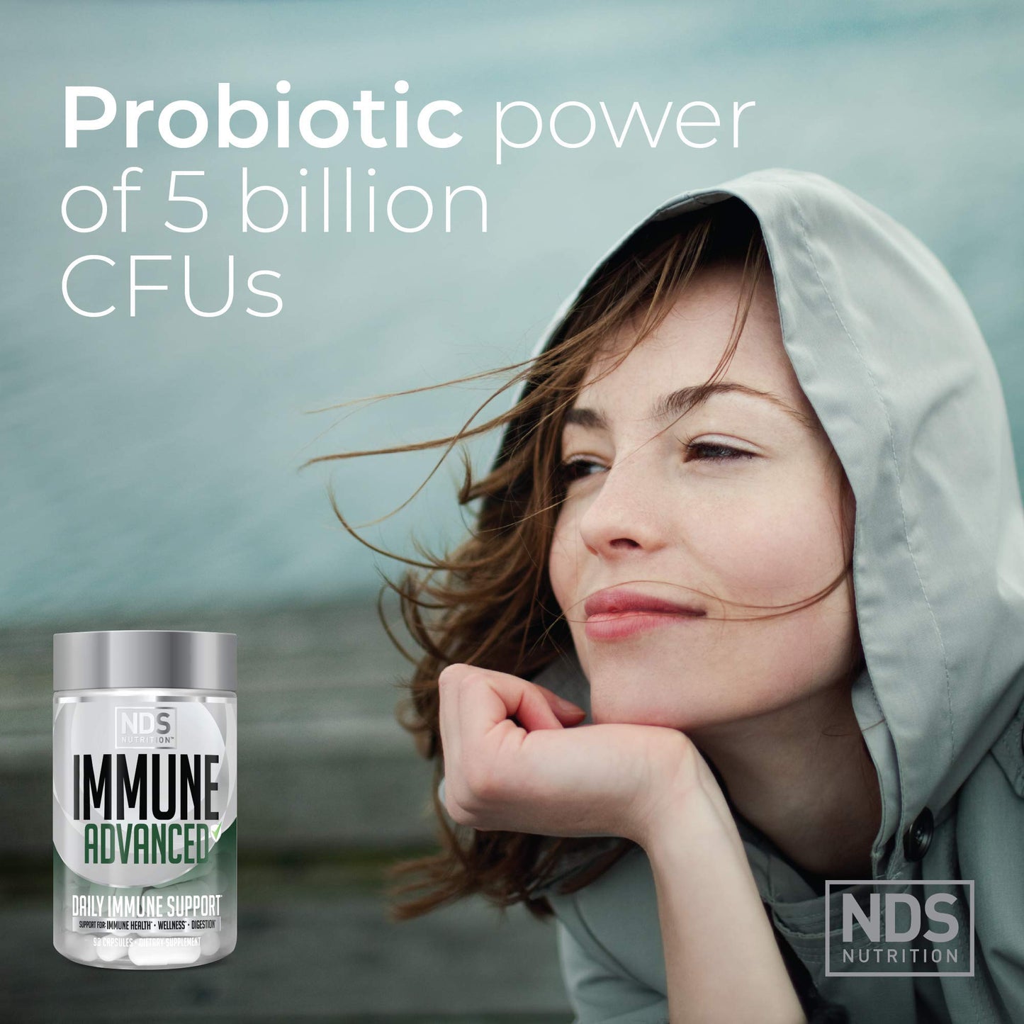 NDS Nutrition Advanced Immune Booster - Elderberry, Vitamin C, D, Zinc & Probiotic (90 capsules)