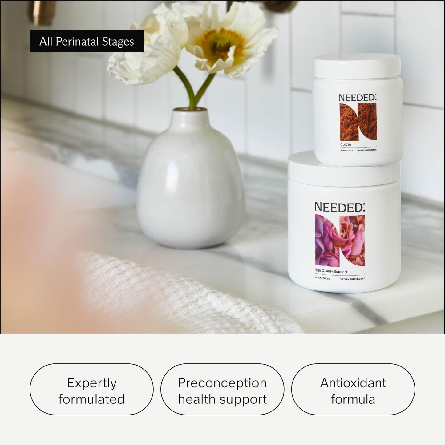 Needed Egg Quality Support - Antioxidant Fertility Supplement for Women | 60 Capsules