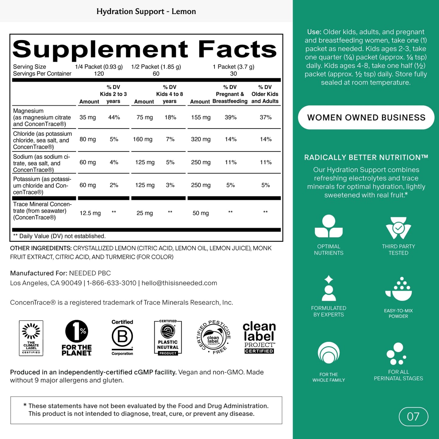 Needed Hydration: Electrolytes & Trace Minerals for Pregnancy & Lactation – Lemon