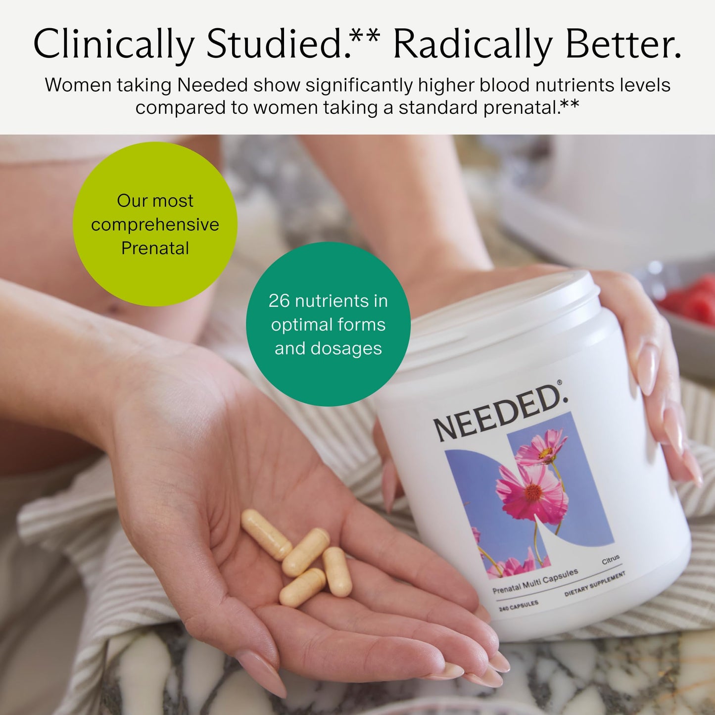 Needed Prenatal Multivitamin with Choline – 30-Day Supply, Third-Party Tested