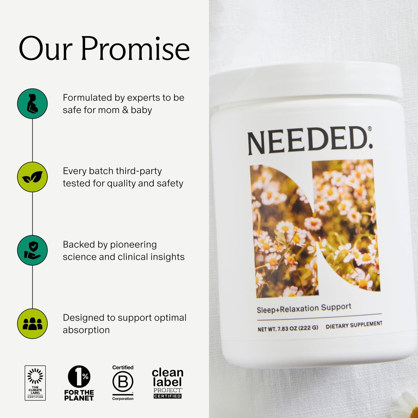 Needed Sleep & Relaxation: Chamomile + Magnesium Powder for Calm Sleep – 30-Day Supply