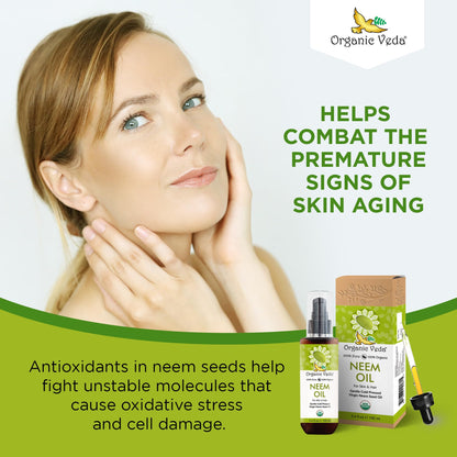Organic Veda Neem Oil - Pure Cold-Pressed Neem Oil for Skin & Hair