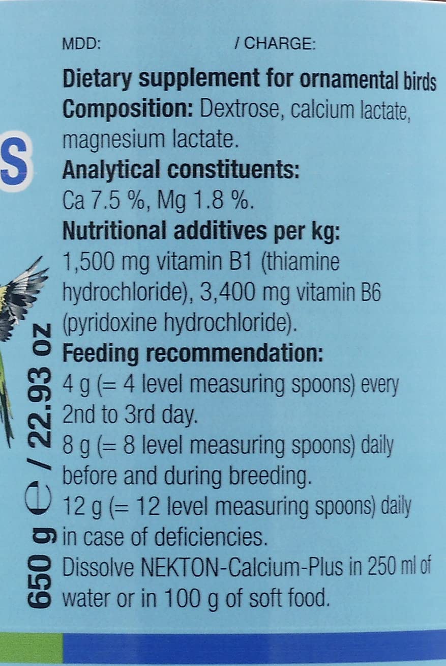 Nekton Calcium Plus – Calcium with Magnesium & Vitamins, White, 330g/11.64 oz