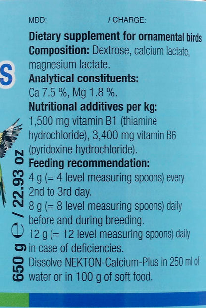 Nekton Calcium Plus – Calcium with Magnesium & Vitamins, White, 330g/11.64 oz