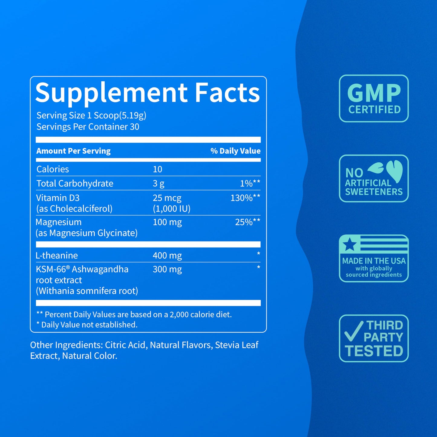 Nello SuperCalm Powdered Drink Mix Tub - Cortisol Reducer* & Sleep Aid - L Theanine, KSM-66 Ashwagandha, Magnesium Glycinate, Vitamin D3 - No Sugar, Non GMO - 30 Servings - BlackBerry Basil