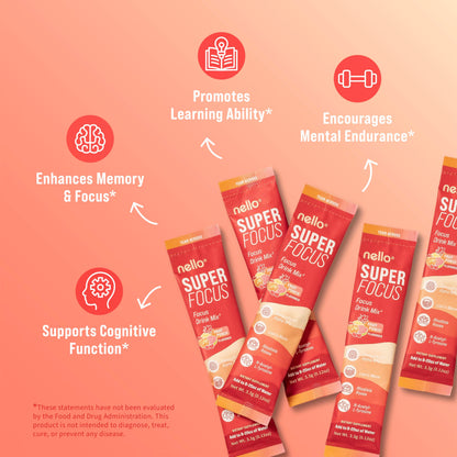 Nello Superfocus Drink Mix – Fruit Punch, Sugar-Free, On-The-Go Packets