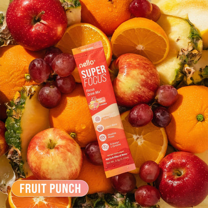 Nello Superfocus Drink Mix – Fruit Punch, Sugar-Free, On-The-Go Packets
