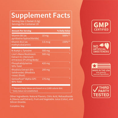 Nello Superfocus Drink Mix – Fruit Punch, Sugar-Free, On-The-Go Packets
