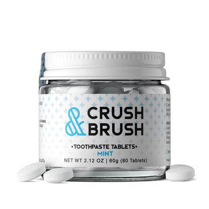 Nelson Naturals Crush & Brush Mint Toothpaste Tablets – Glass Jar, 80 Tabs
