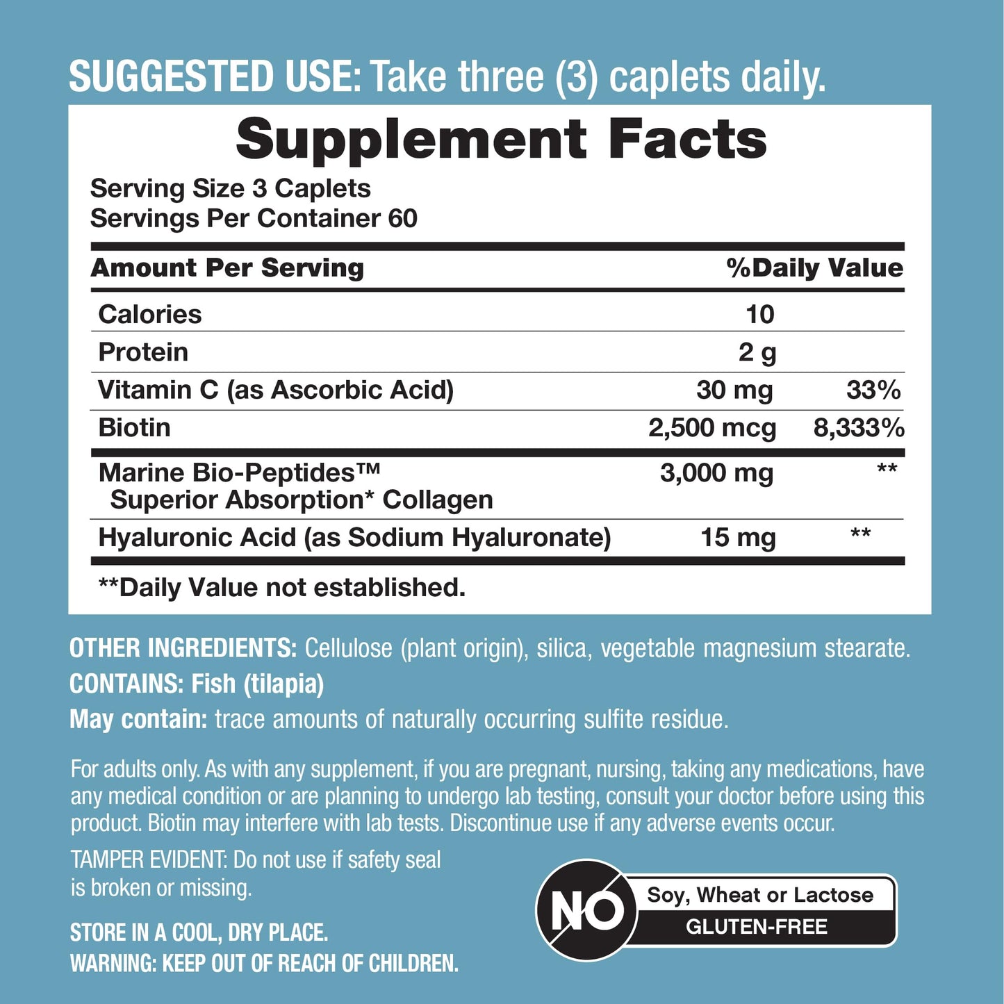 NeoCell Marine Collagen Peptides – 180 Caplets with Hyaluronic Acid