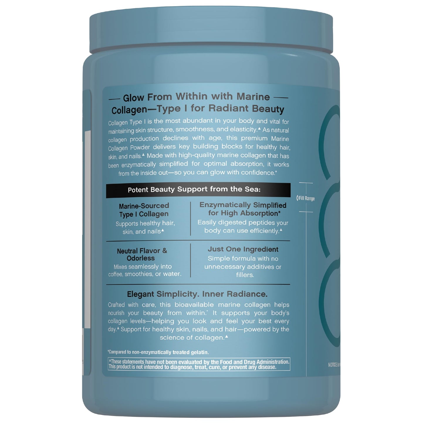 NeoCell Marine Collagen Peptides Powder – 8 oz Unflavored | Superior Absorption | Hair, Skin & Nails