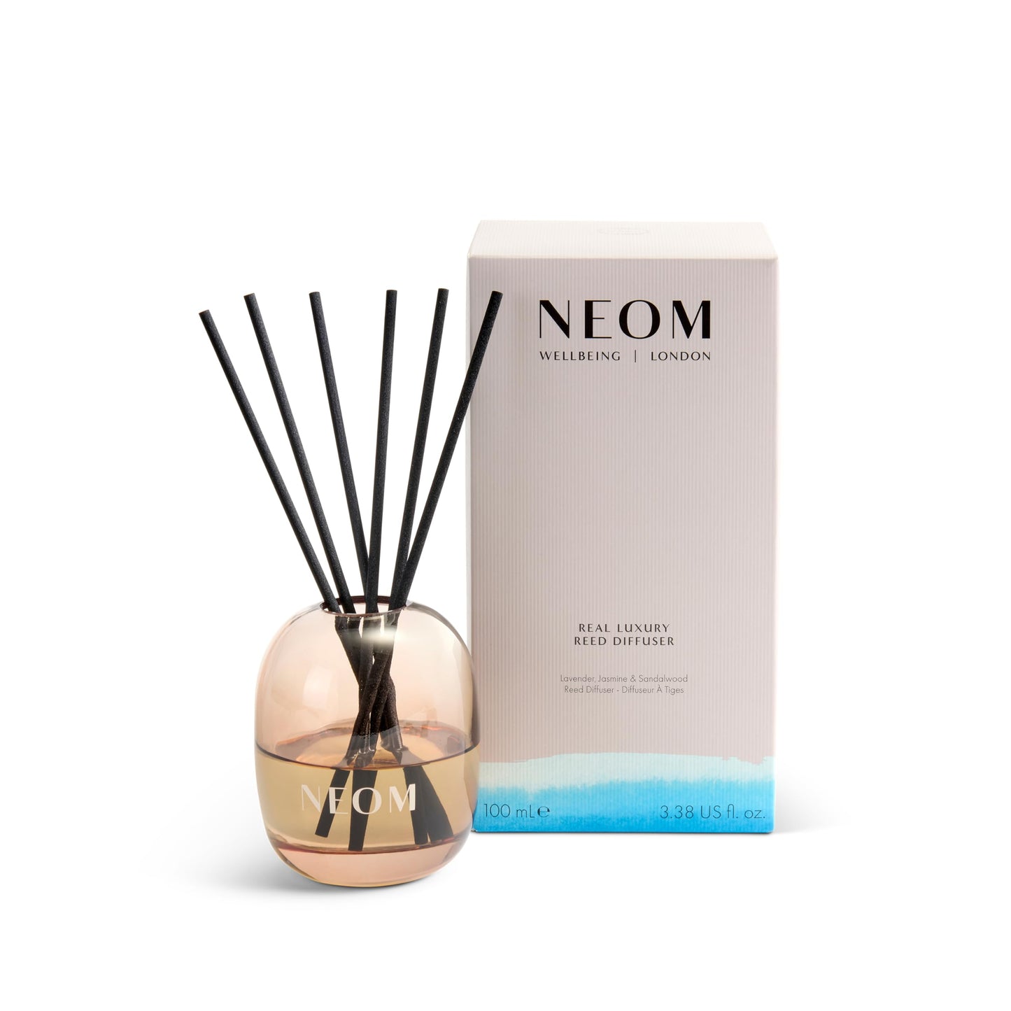 NEOM Real Luxury Reed Diffuser 100ml – Lavender, Jasmine & Sandalwood (Refillable)