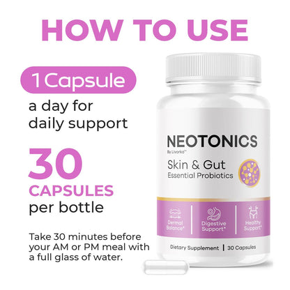 (5 Pack) Neotonics Capsules – Official Skin & Gut Probiotics, 150 Capsules