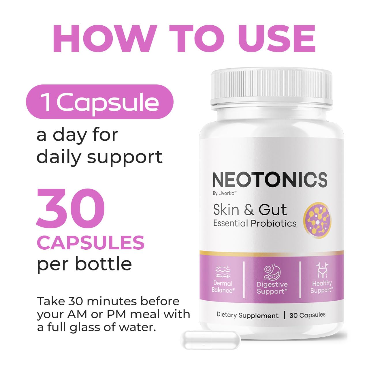 (5 Pack) Neotonics Capsules – Official Skin & Gut Probiotics, 150 Capsules