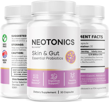 (5 Pack) Neotonics Capsules – Official Skin & Gut Probiotics, 150 Capsules