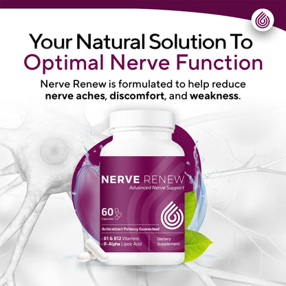 NERVE RENEW Advanced Nerve Support – 300mg Stabilized R-Alpha Lipoic Acid, B Complex & Benfotiamine