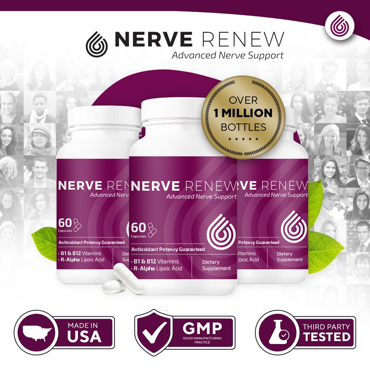 NERVE RENEW Advanced Nerve Support – 300mg Stabilized R-Alpha Lipoic Acid, B Complex & Benfotiamine