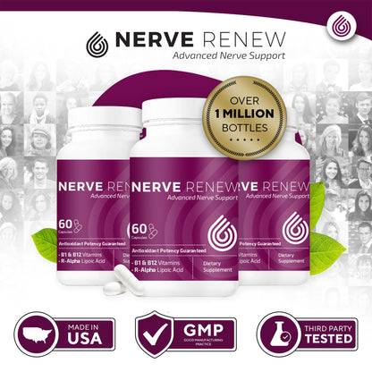 NERVE RENEW Advanced Nerve Support – 300mg Stabilized R-Alpha Lipoic Acid, B Complex & Benfotiamine
