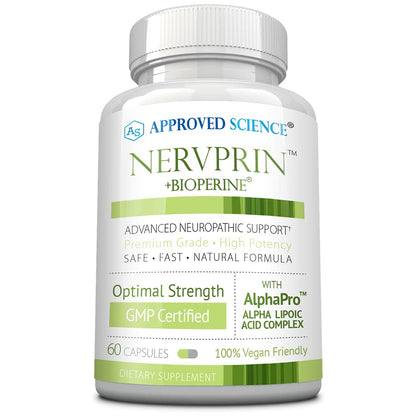 Approved Science Nervprin – Nerve Support with Benfotiamine, B12, R-Alpha-Lipoic Acid, Corydalis, Boswellia, BioPerine | 60 Capsules | Made in USA
