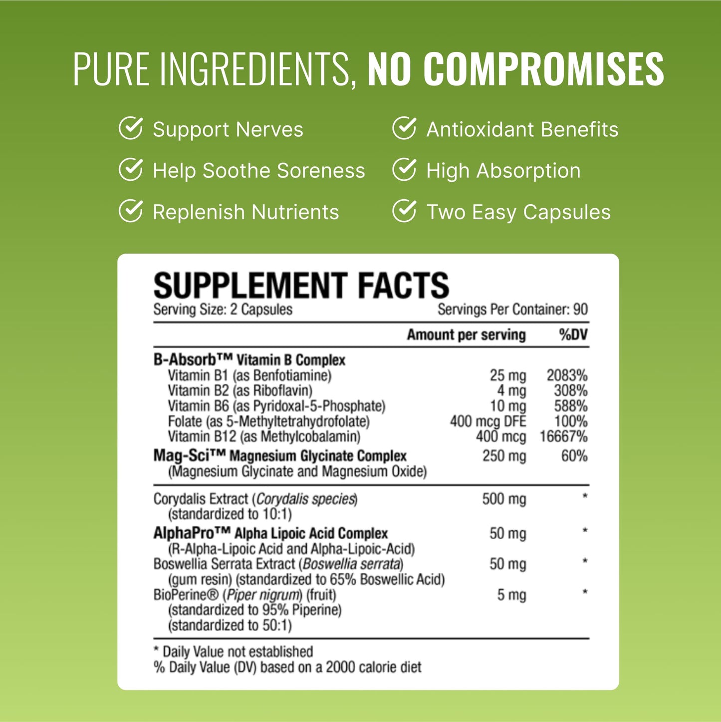Approved Science Nervprin – Nerve Support with Benfotiamine, B12 & R-Alpha-Lipoic Acid | 180 Capsules | Made in USA